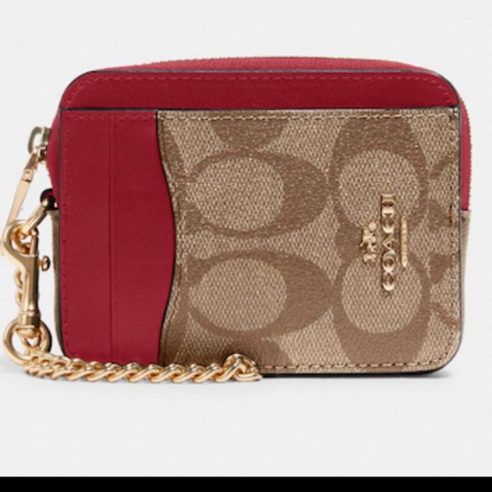 NWT Coach Zip Card Case In Signature Canvas